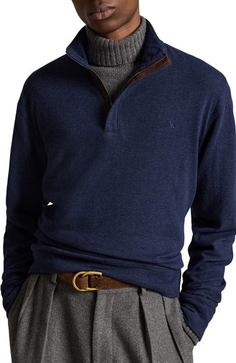 Herringbone Double Knit Quarter Zip Pullover