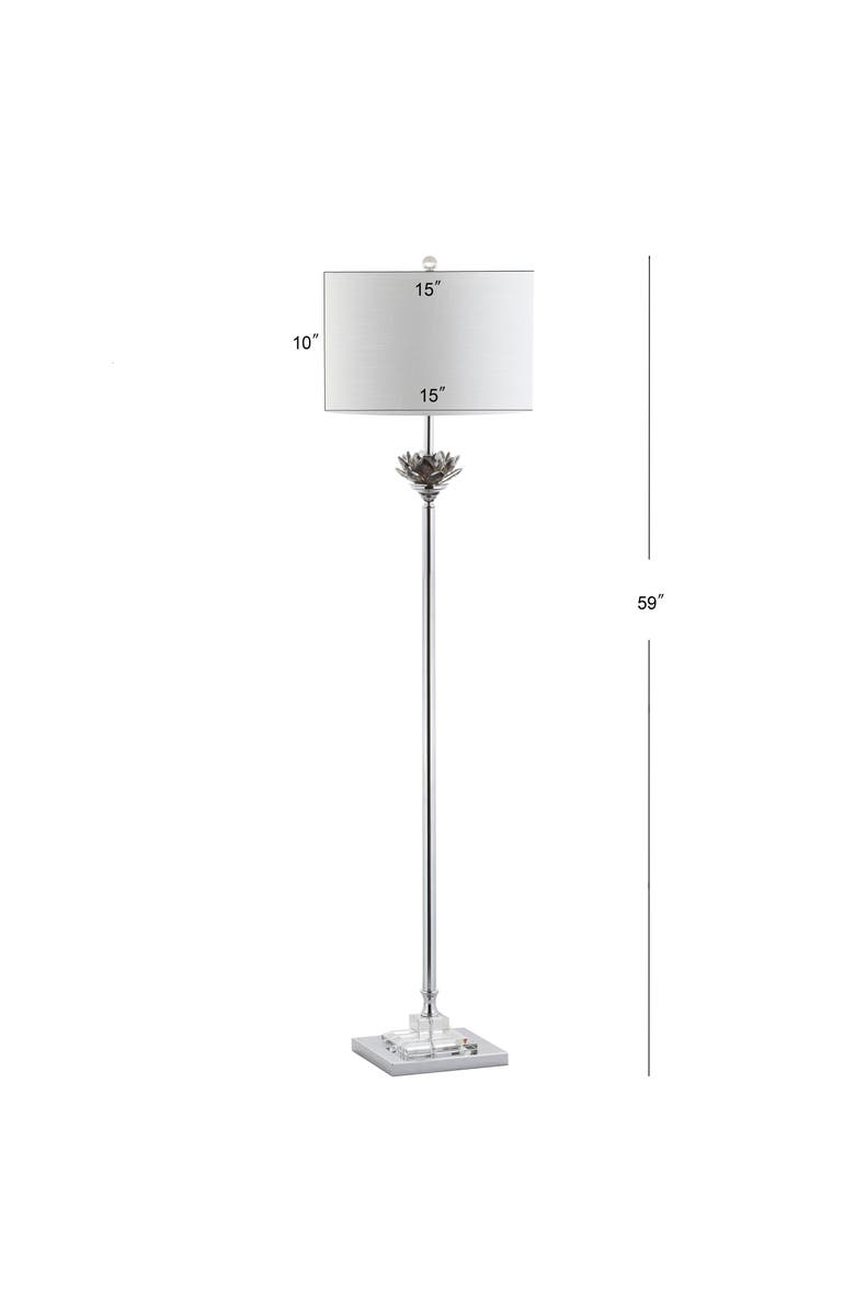 JONATHAN Y Amelia Crystal / Metal LED Floor Lamp, Alternate, color, Smoke Gray/Chrome