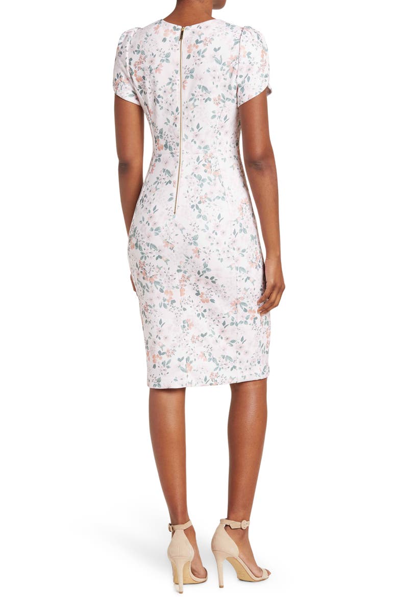 Calvin Klein Floral Tulip Sleeve Sheath Dress, Alternate, color, 