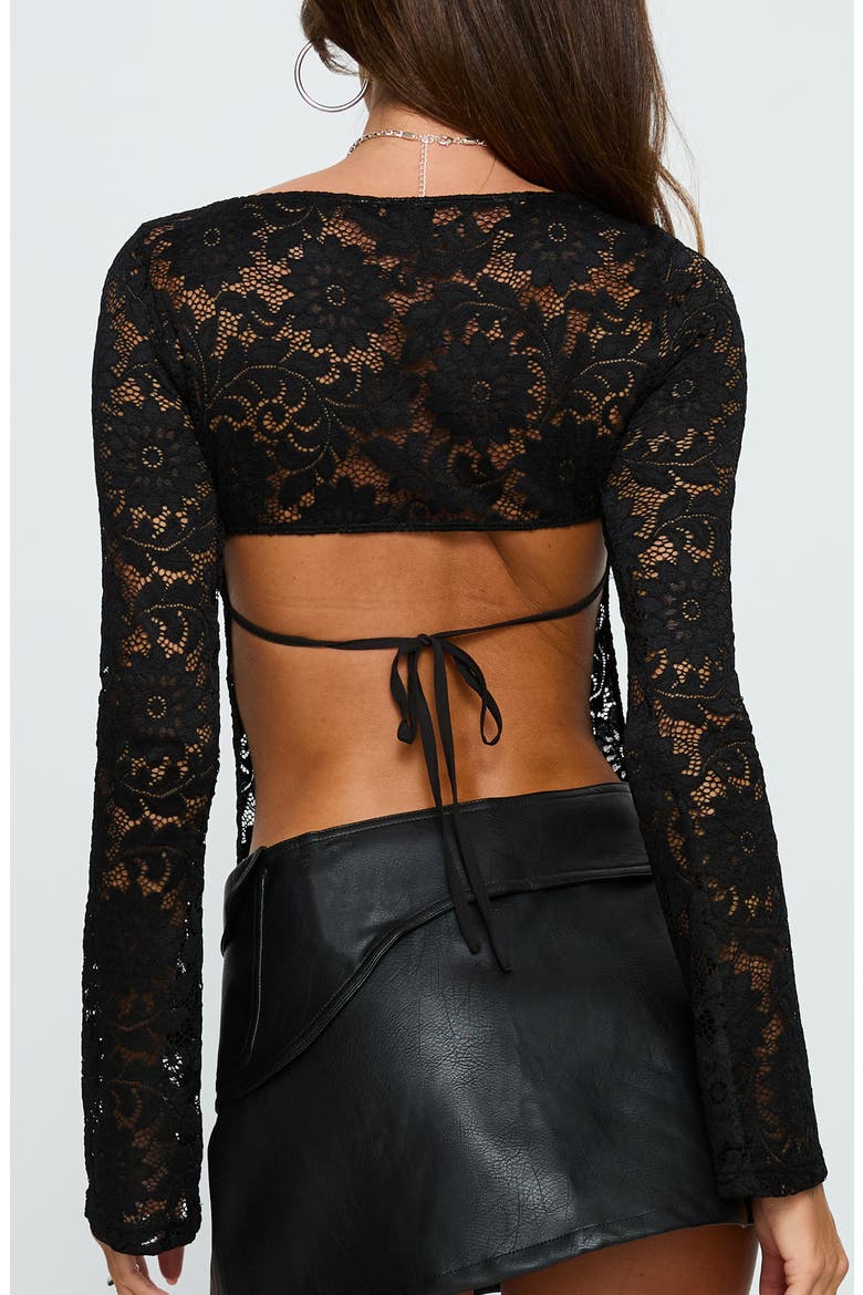 Plentiful Open Back Sheer Lace Top, Alternate, color, BLACK