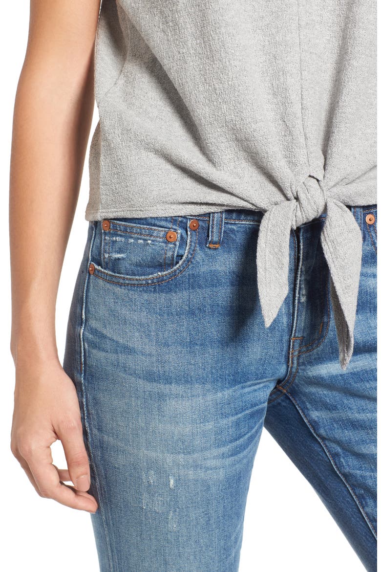 Modern Tie Front Tee, Alternate, color, HEATHER PELICAN