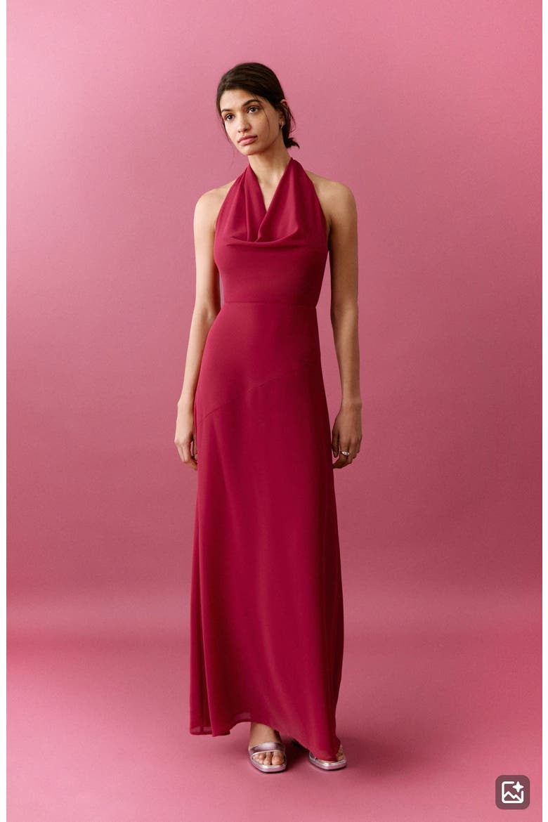 Open Back Halter Dress, Alternate, color, RED