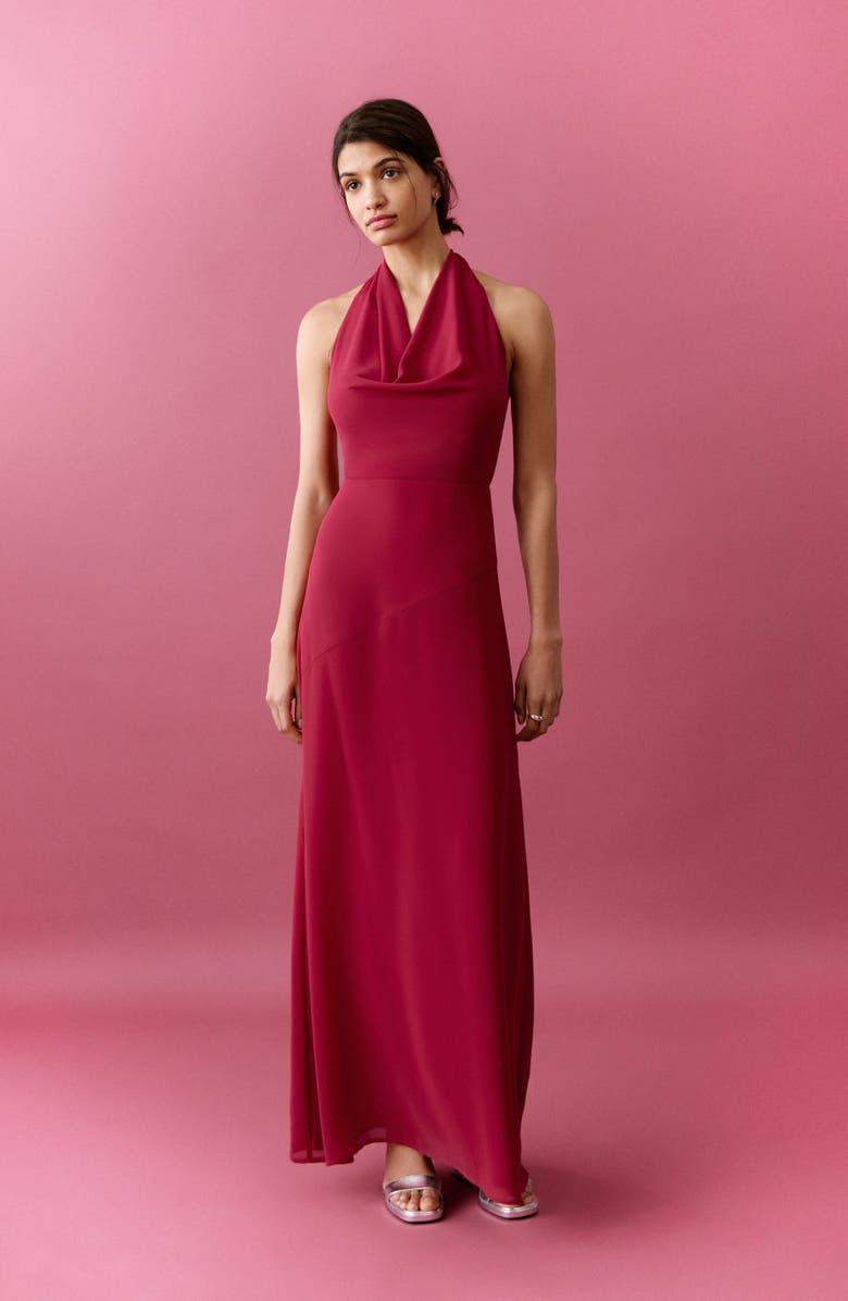 MANGO TEEN Open Back Halter Dress, Alternate, color,