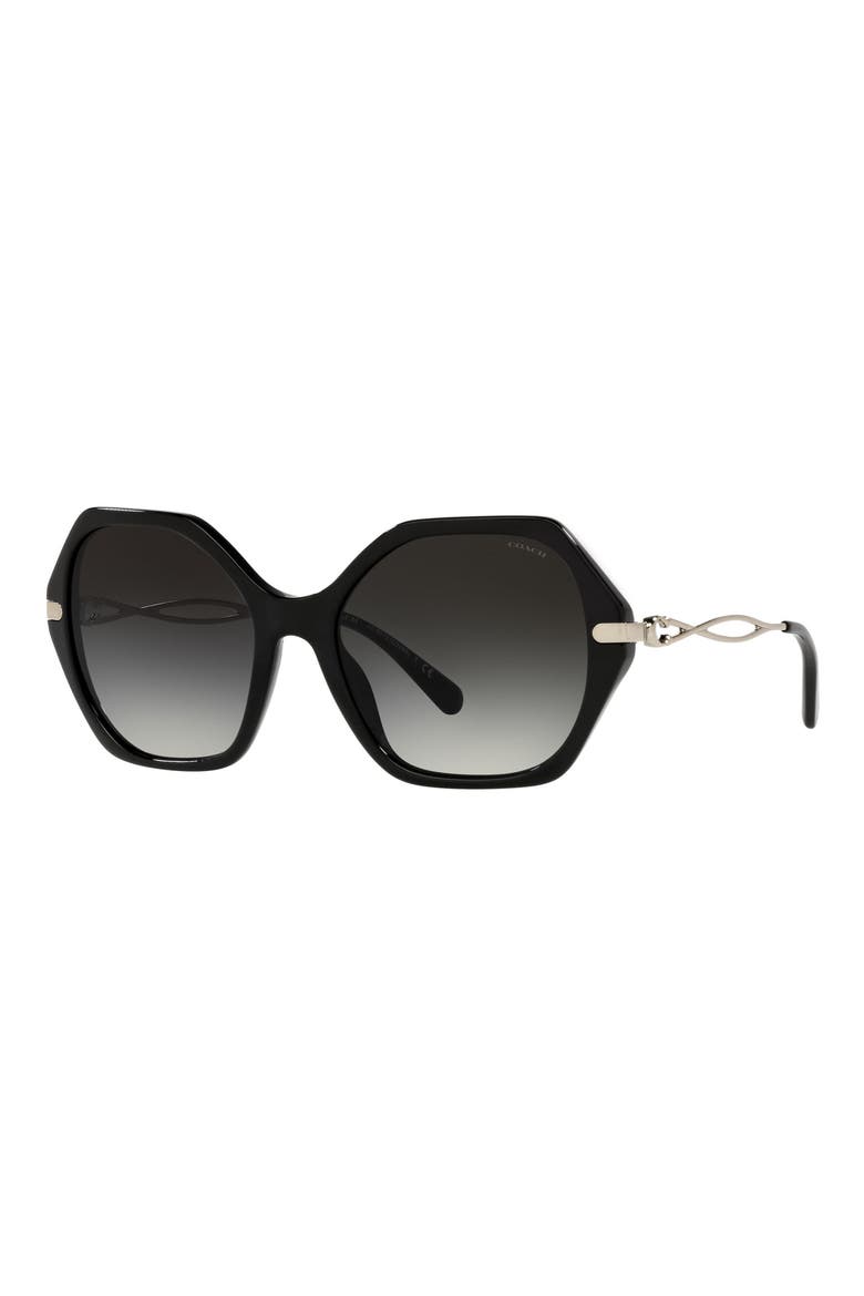 57mm Gradient Hexagonal Sunglasses, Alternate, color, BLACK