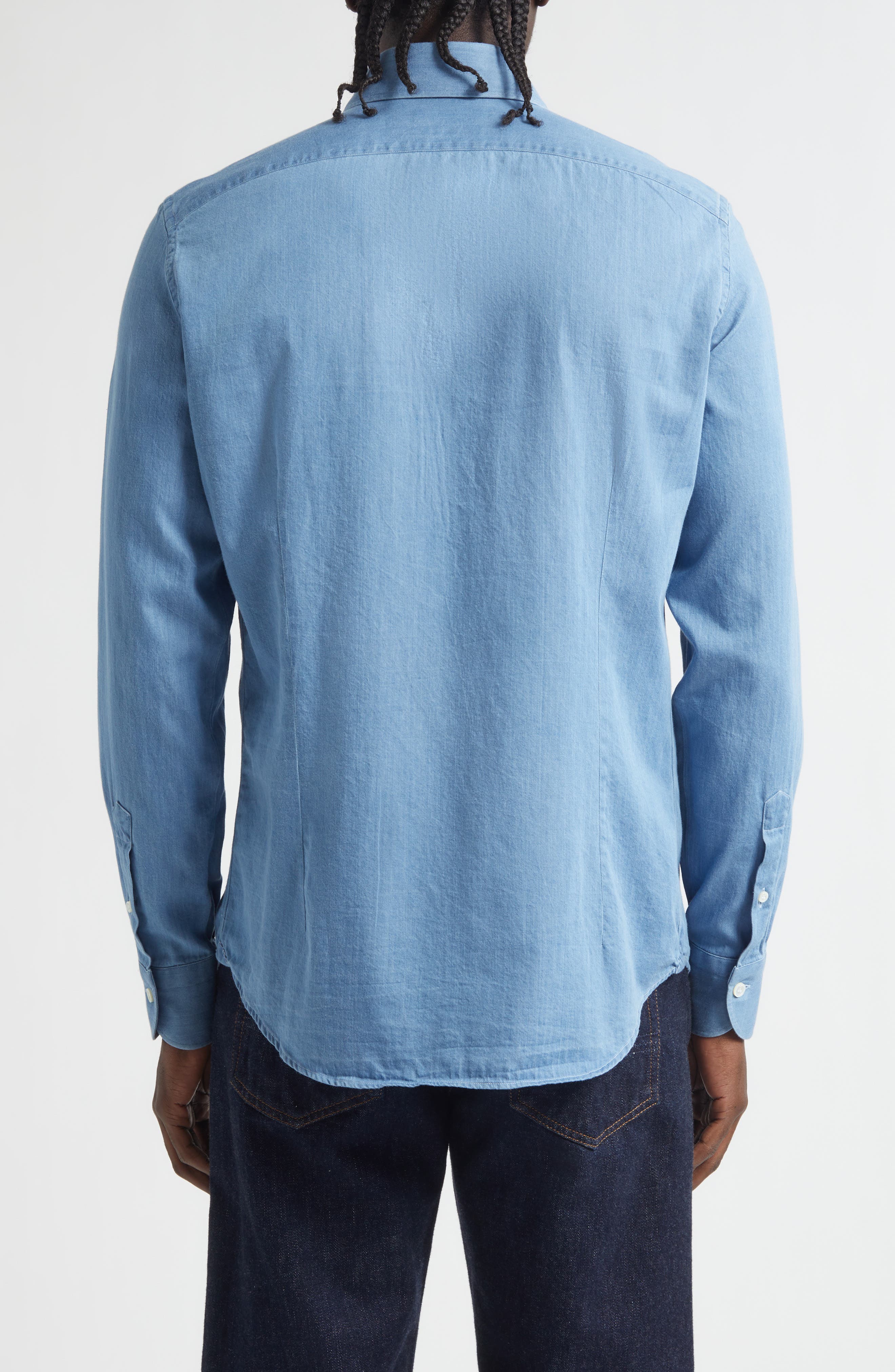 Lecce Point Collar Denim Button-Up Shirt - image 2