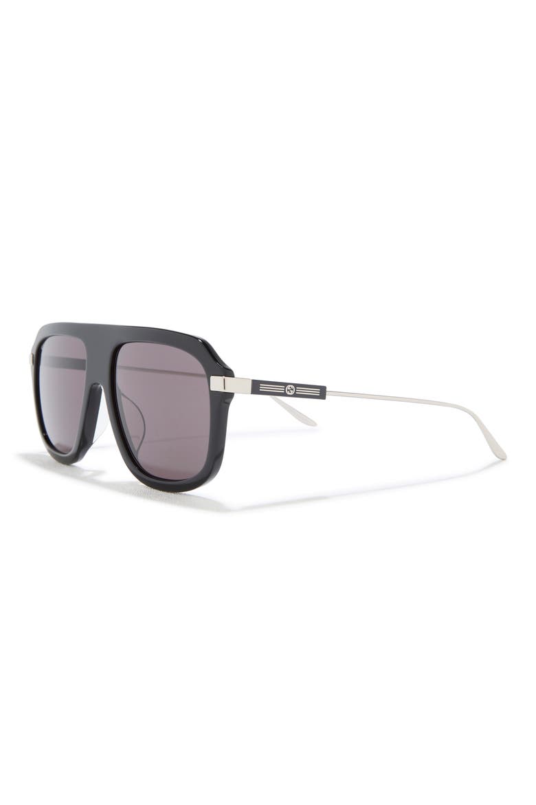 57mm Aviator Sunglasses, Alternate, color, BLACK SILVER GREY