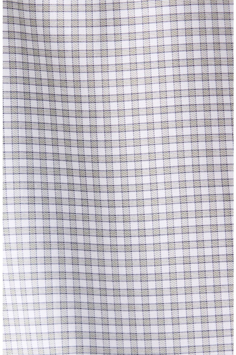 Trim Fit Check Premium Non Iron Cotton Dress Shirt, Alternate, color, OLIVE- NAVY CLINE PLAID