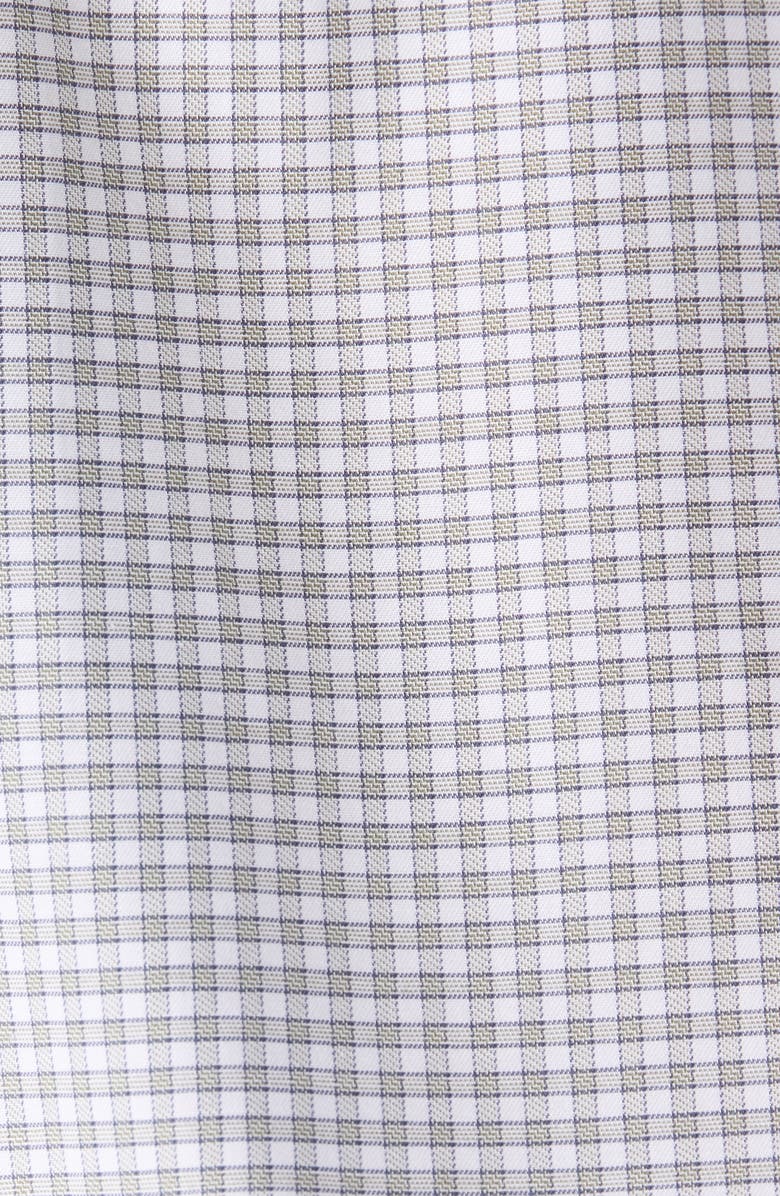 Nordstrom Trim Fit Check Premium Non Iron Cotton Dress Shirt, Alternate, color, Olive- Navy Cline Plaid