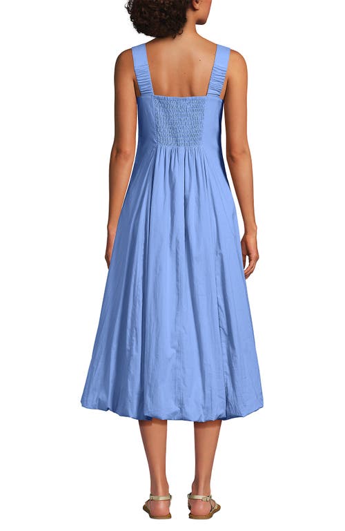 Lands' End Sleeveless Cambric Bubble Hem Midi Dress In Blue