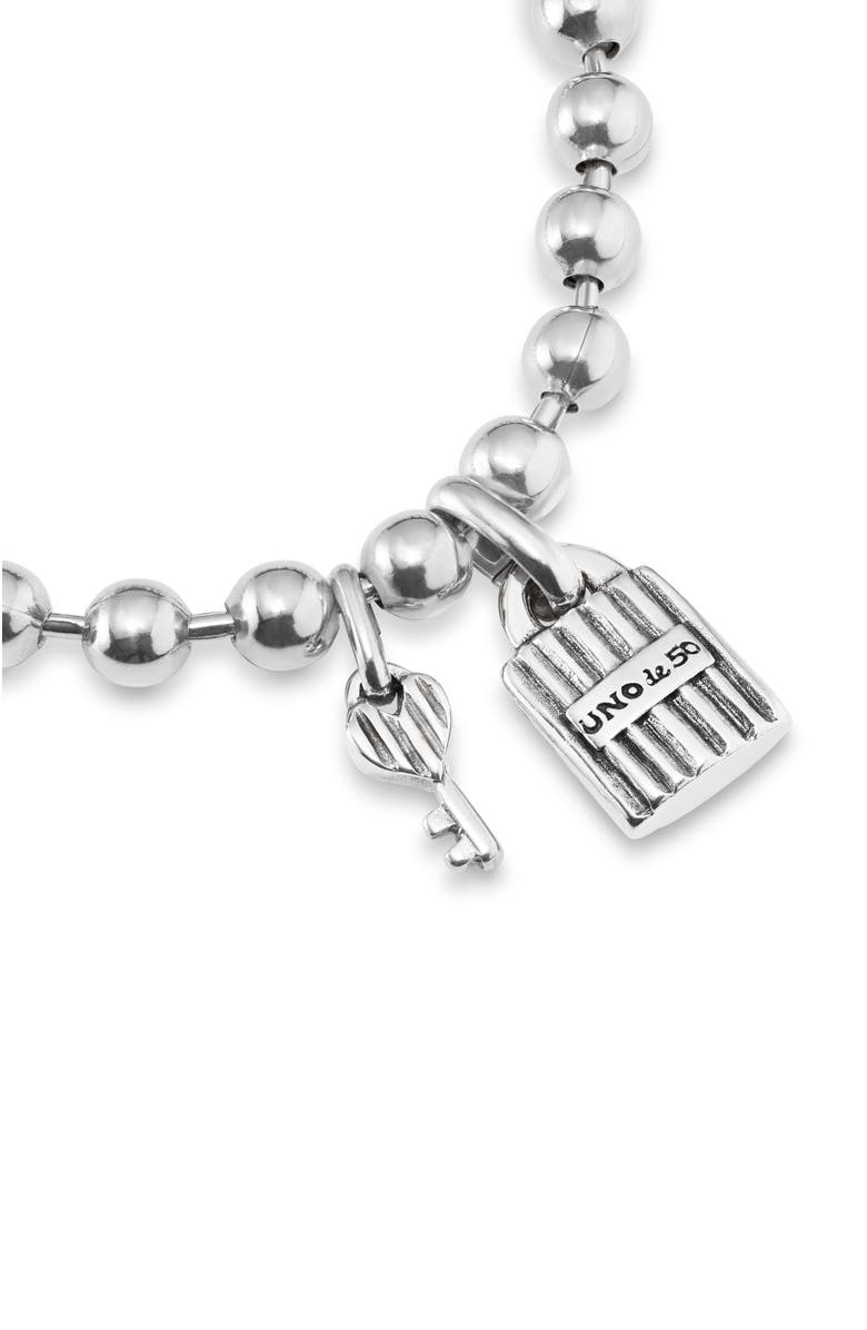 UNODE50 Lock 
Key Charm Bracelet, Alternate, color, Silver