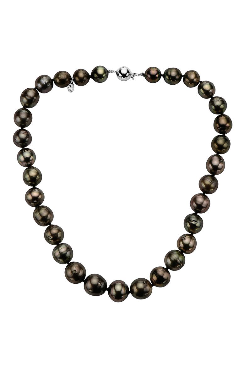 Sterling Silver Black Tahitian Pearl Necklace, Alternate, color, BLACK