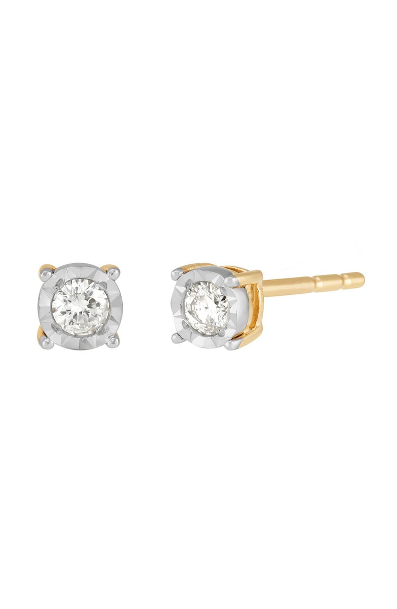 Frankie & Zoe Set of 2 Diamond Stud & Hoop Earrings, Alternate, color, Yellow Gold