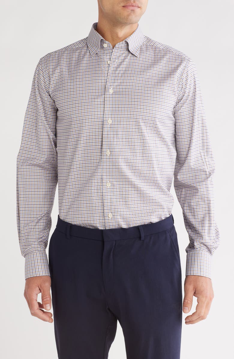 Eton Contemporary Fit Check Dress Shirt, Main, color, 