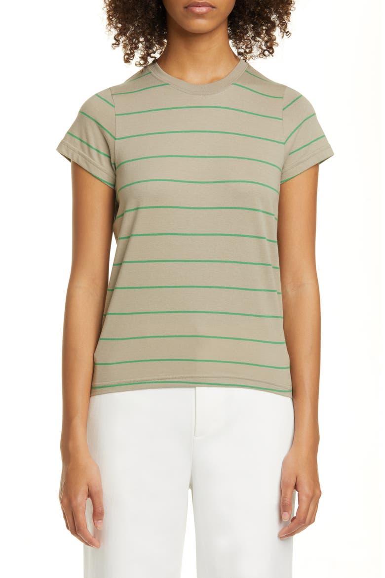 Type A Version 6 Stripe Tiny Tee (Nordstrom Exclusive), Alternate, color, KHAKI GREEN