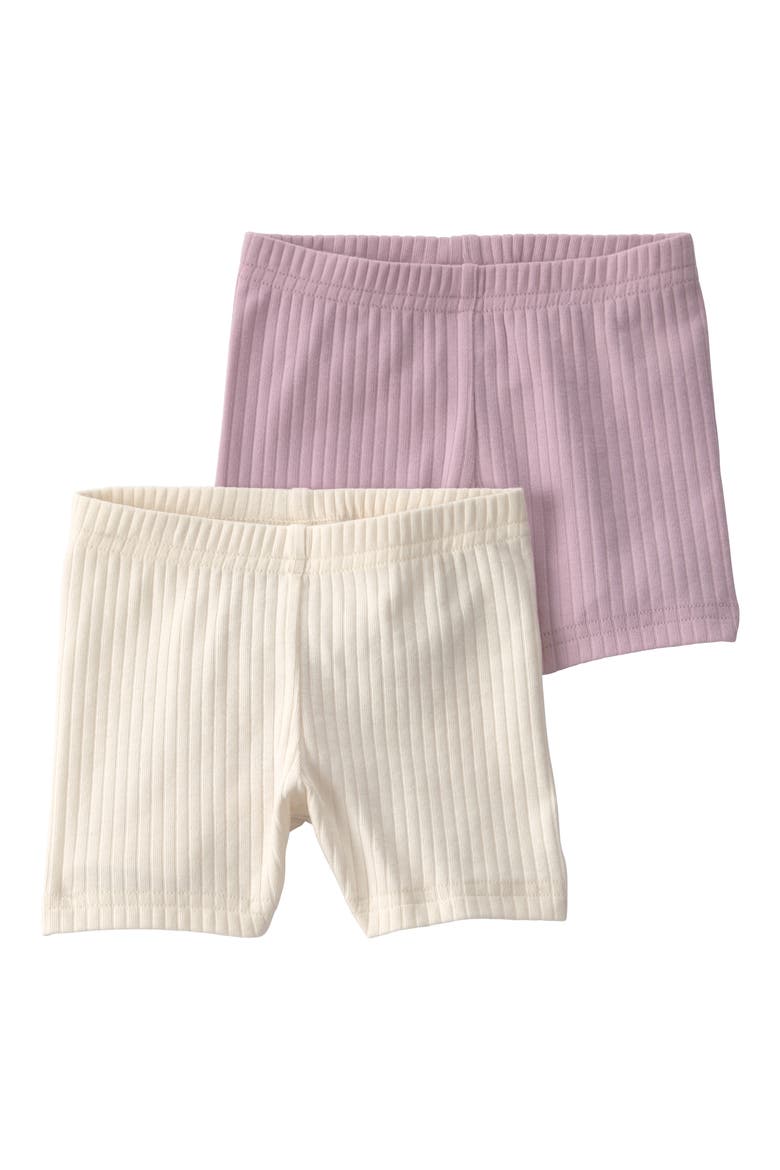 2-Pack Assorted Rib Stretch Organic Cotton Pedal Shorts, Main, color, PURPLE CREAM