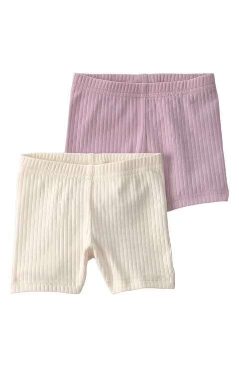 2-Pack Assorted Rib Stretch Organic Cotton Pedal Shorts (Baby)