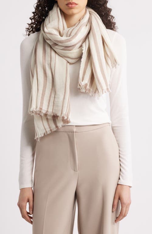 Vince Variegated Stripe Cotton Fringe Scarf