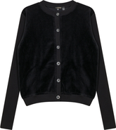 5 Stars Cotton Velour Cardigan with Ribbed Cuffs