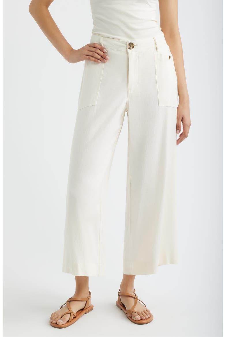 Patch Pocket Crop Wide Leg Pants, Main, color, PARCHMENT