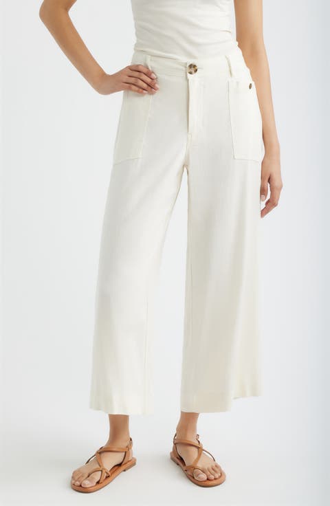Patch Pocket Crop Wide Leg Pants