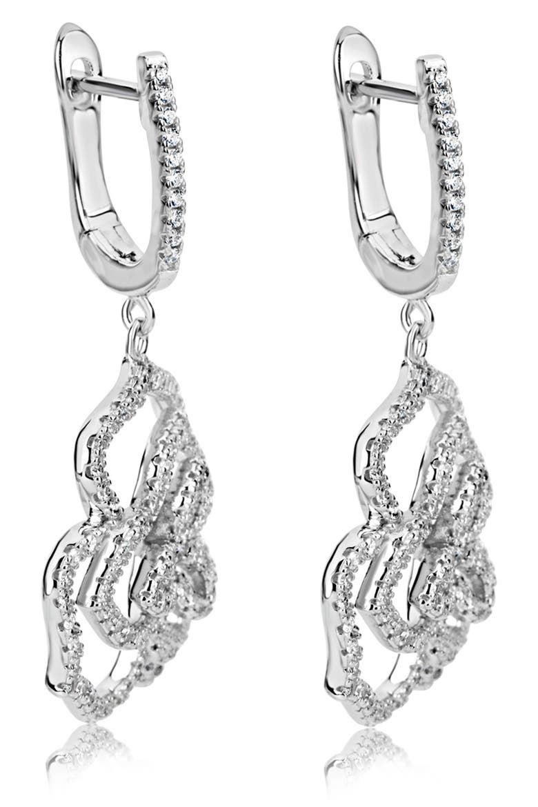 Sterling Silver Pavé CZ Dangle Drop Earrings, Alternate, color, WHITE