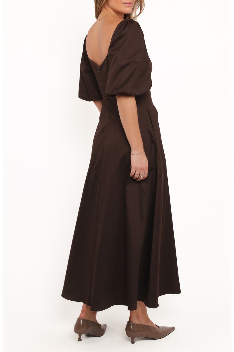 Merlena Puff Sleeve Stretch Cotton Maxi Dress, Alternate, color, CHOCOLATE