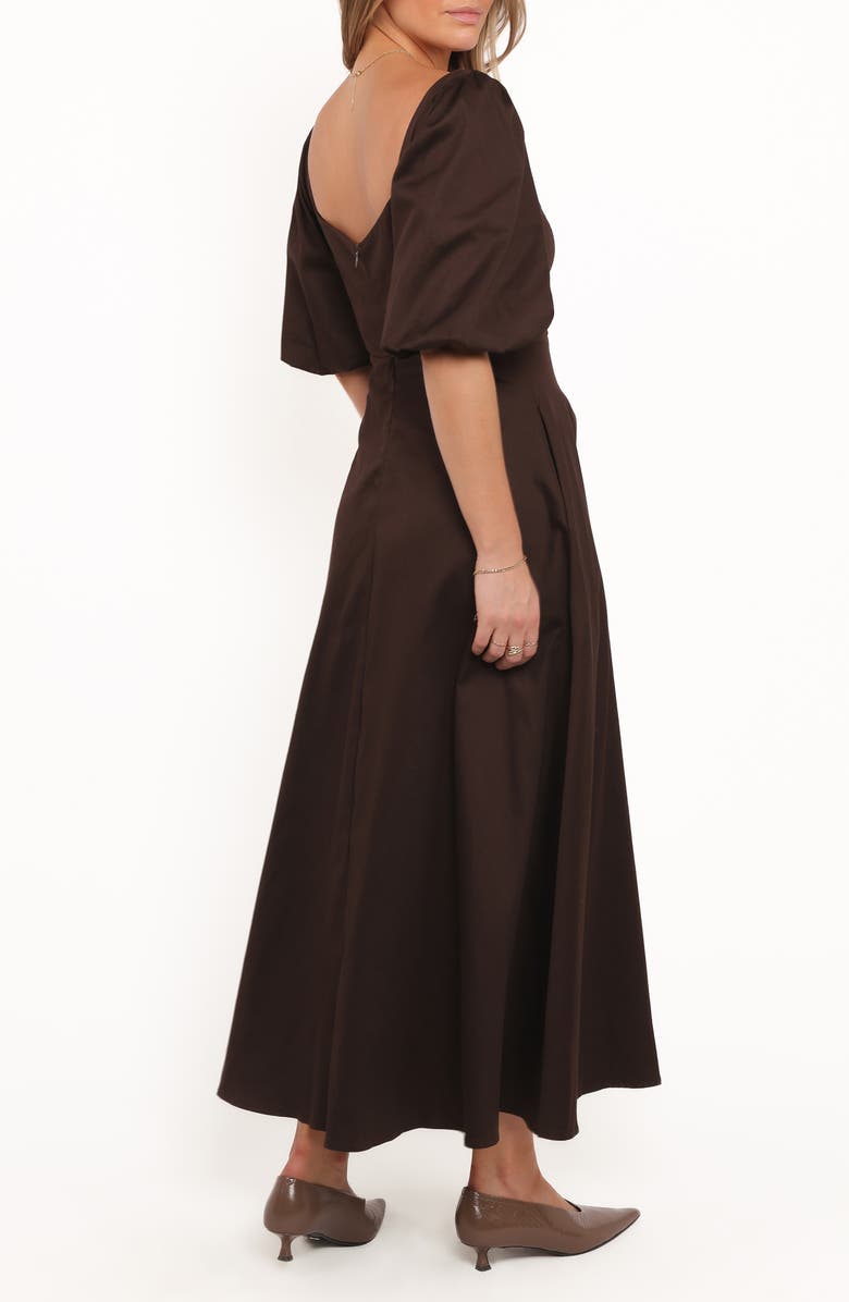 Petal & Pup Merlena Puff Sleeve Stretch Cotton Maxi Dress, Alternate, color, Chocolate