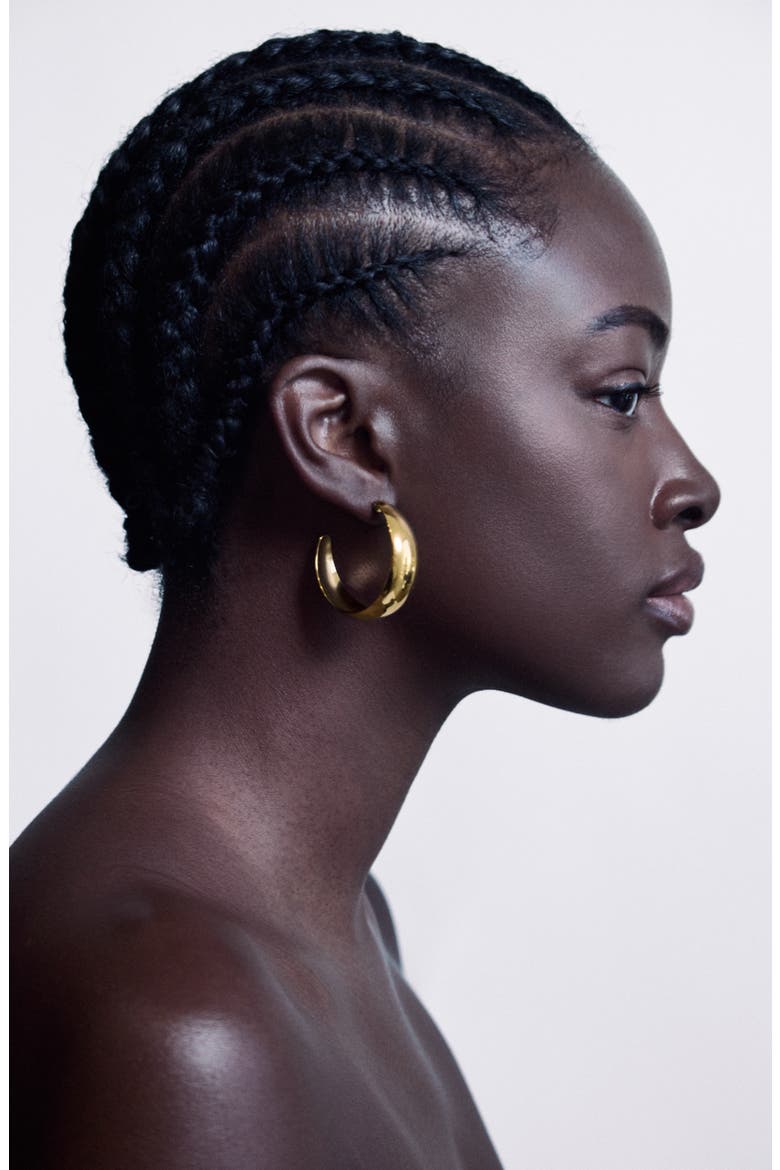 Chunky Bold Hoop Earrings, Alternate, color, Gold