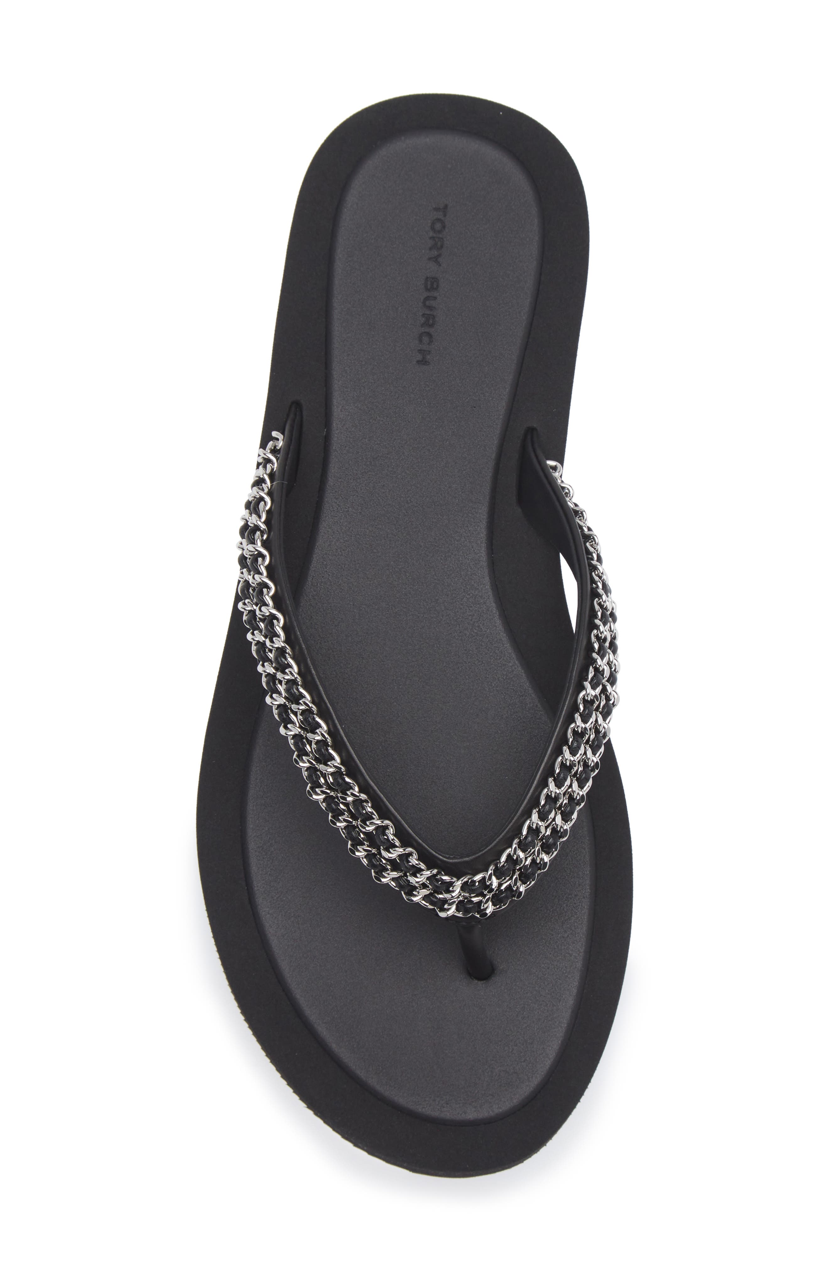 Tory Burch Kira Chain Flip Flop, Alternate, color, Perfect Black