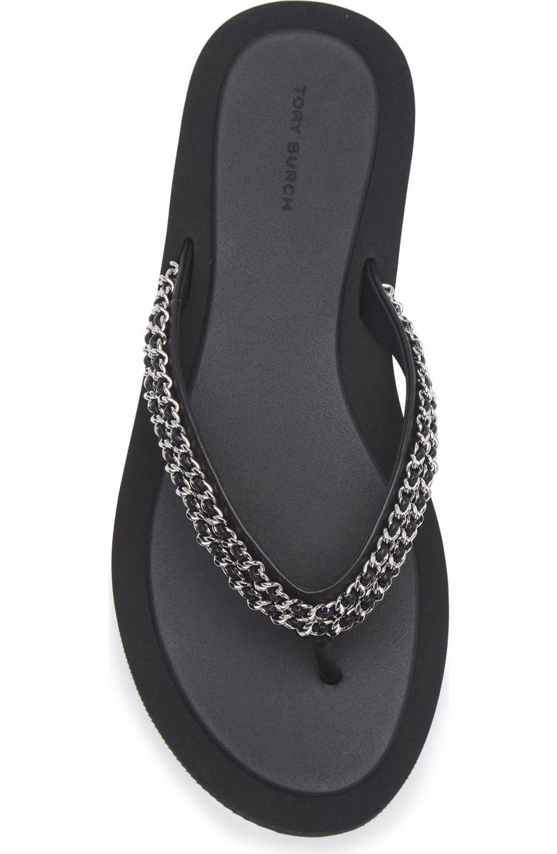Tory Burch Kira Chain Flip Flop, Alternate, color, Perfect Black