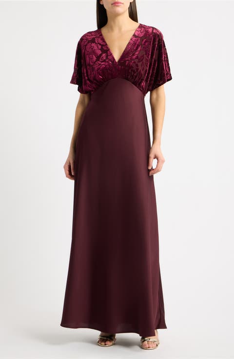 Dolman Sleeve Shirred Maxi Dress