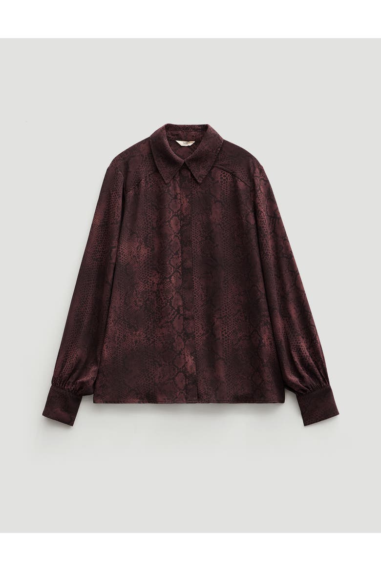 Chiffon Printed Long Sleeve Shirt, Alternate, color, Snake Print Brown