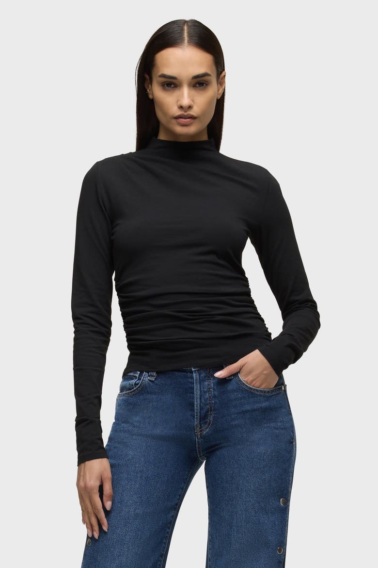 Mock Neck Long Sleeve, Main, color, BLACK