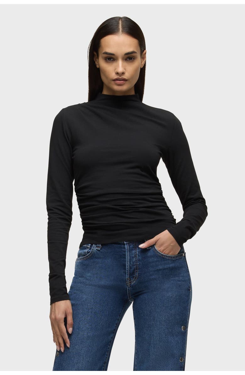 Hudson Jeans Mock Neck Long Sleeve, Main, color, Black