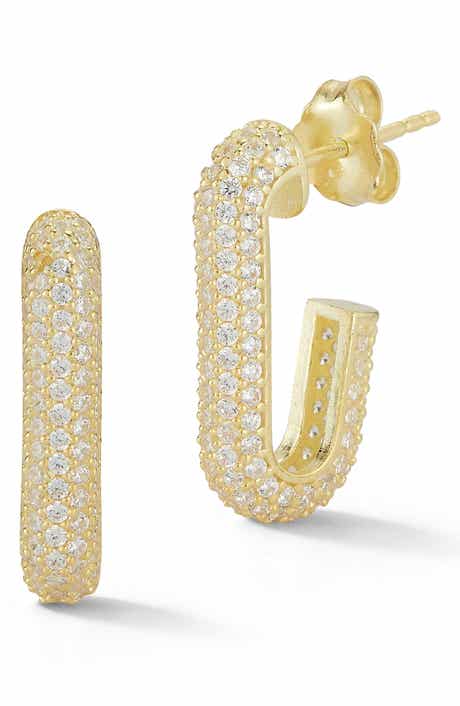 Pavé Small J-Hoop Earrings