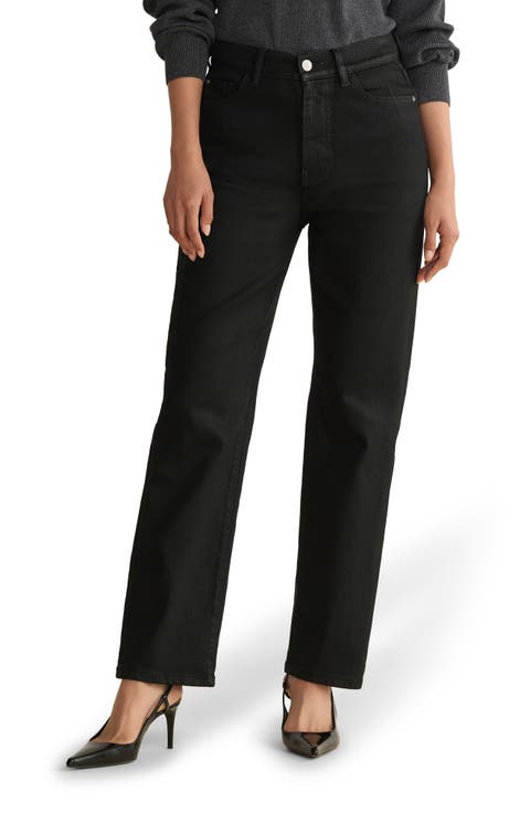 ASE Coated High Waist Straight Leg Jeans (Coated Noir)