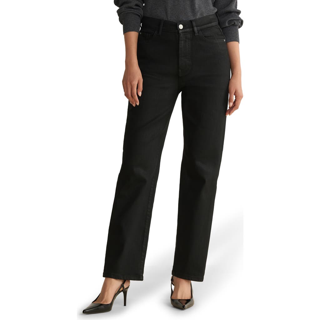 Warp & Weft Warp+weft Ase Coated High Waist Straight Leg Jeans In Black