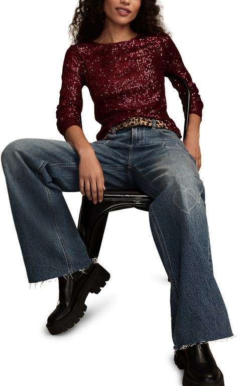 Lucky Brand Women's Sequin Long-sleeve Top In Brown