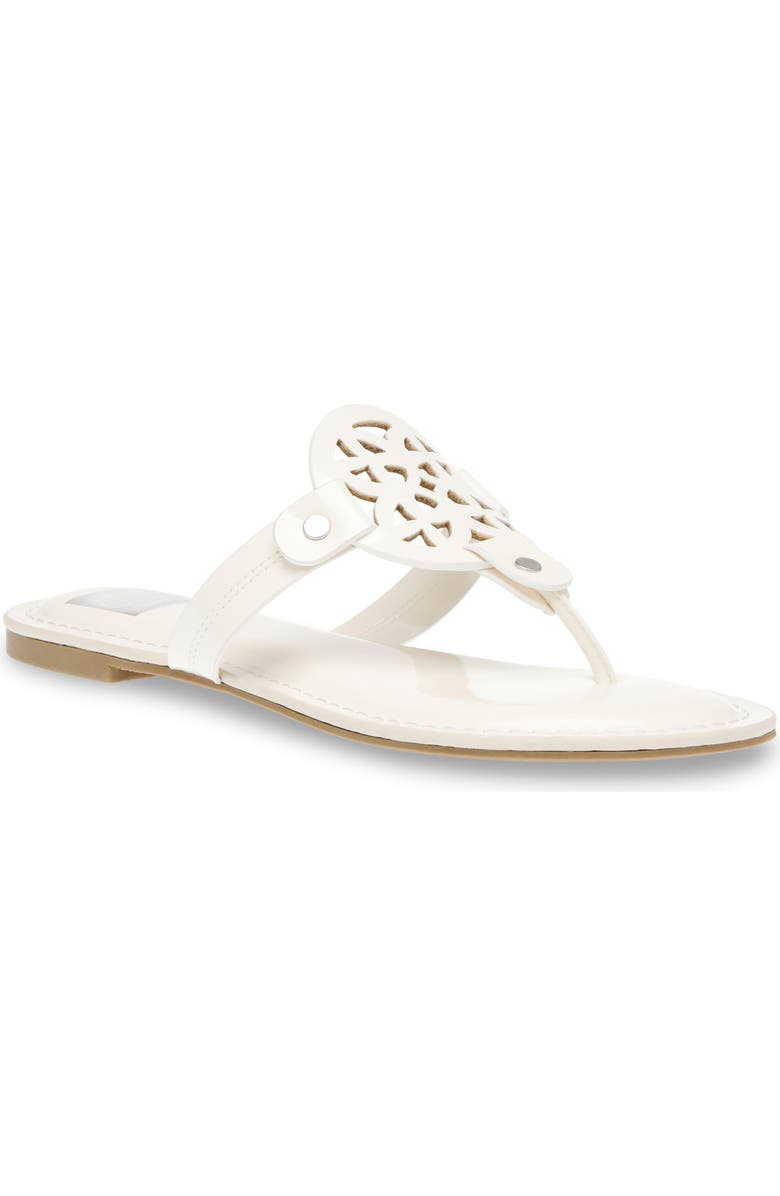 DV by Dolce Vita Gotie Laser Cut Studded Thong Sandal, Main, color, Ivory Patent