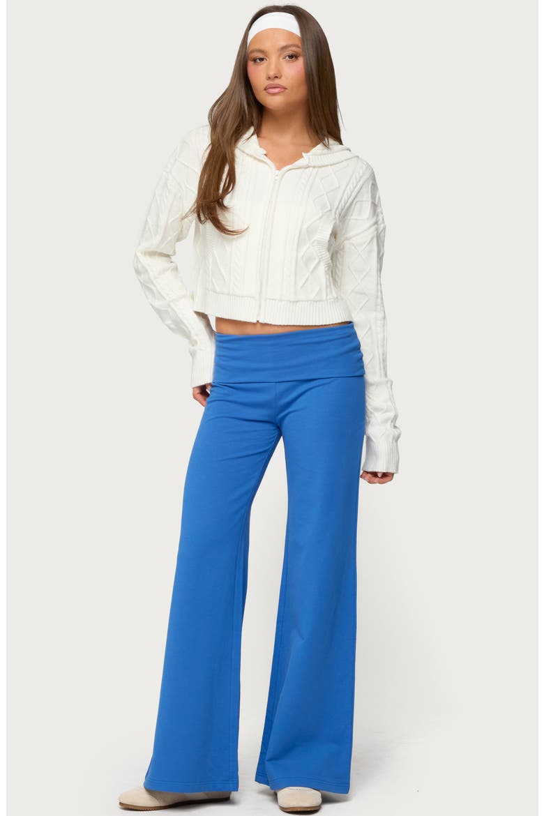 Wide Leg Foldover Pants, Alternate, color, BLUE