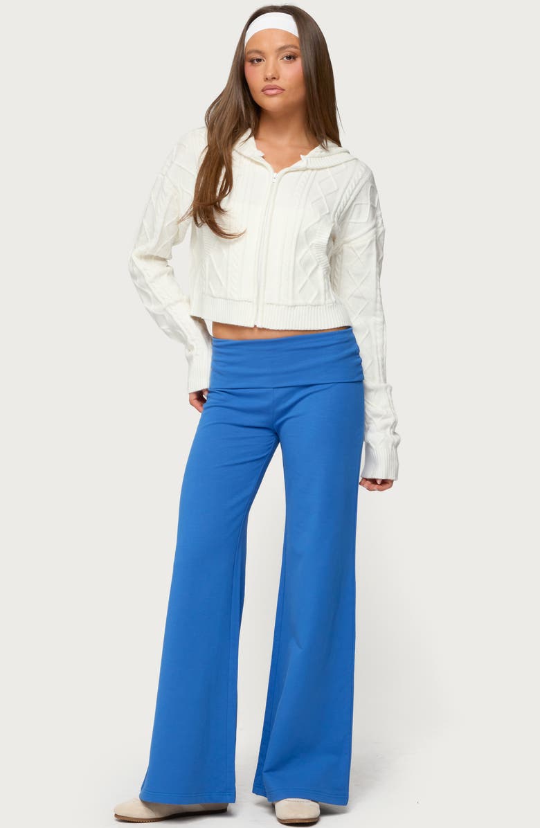 EDIKTED Wide Leg Foldover Pants, Alternate, color, 