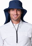 Coolibar Sun Hat with Neck Drape & Clip-On Face Mask, UPF 50+ Sun Protection, Stevie Ultra