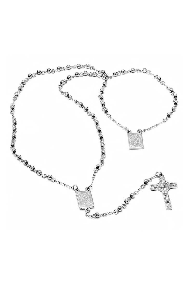 Men's Stainless Steel Scapular Necklace, Alternate, color, SILVER