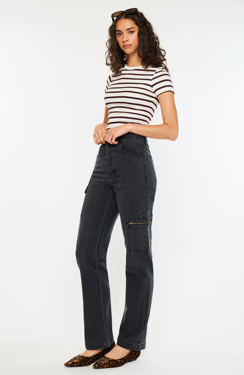 Kancan Semarea Ultra High Rise 90's Straight Leg Jeans In Black