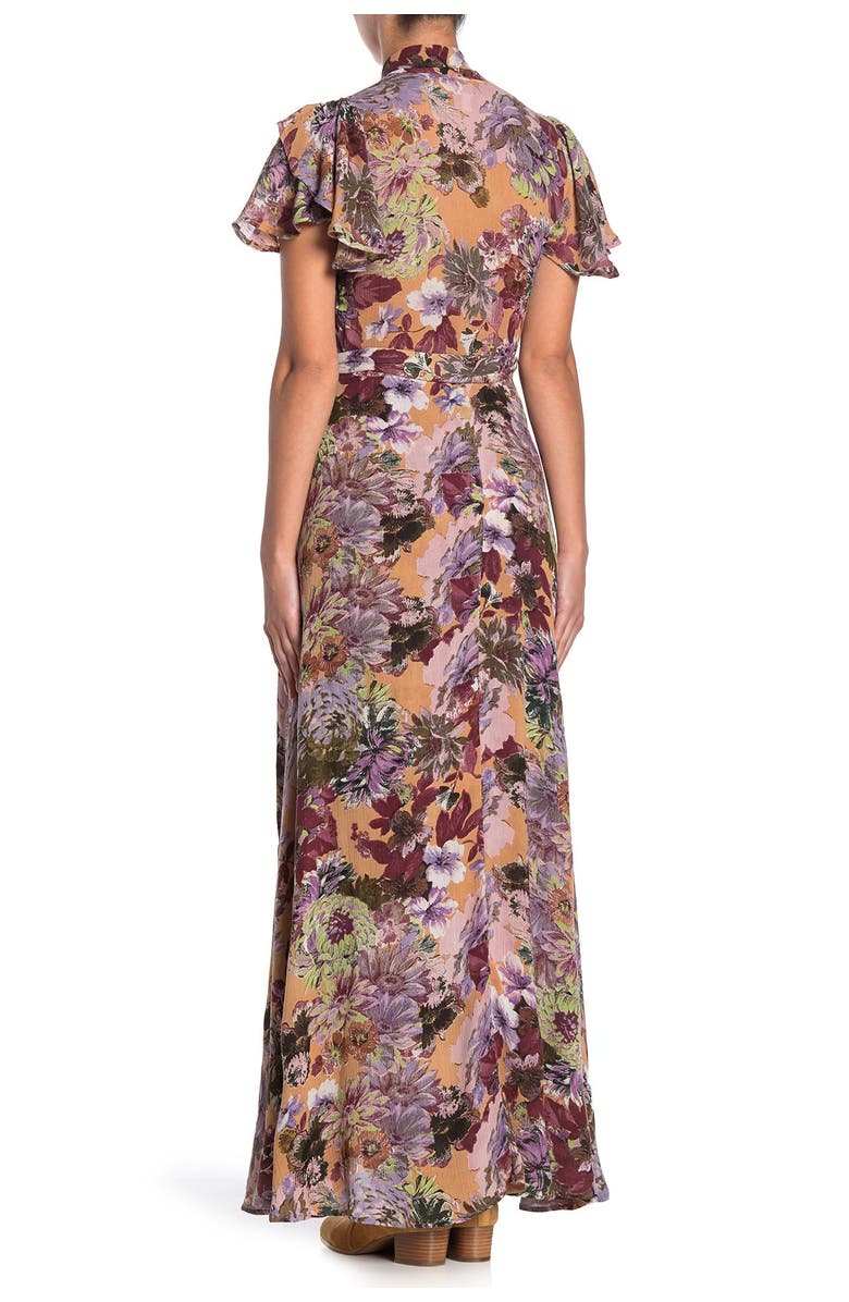 Raga Dear Dahlia Floral Print Wrap Maxi Dress, Alternate, color, 