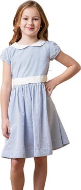 Hope & Henry Girls' Organic Seersucker Peter Pan Collar Dress, Kids
