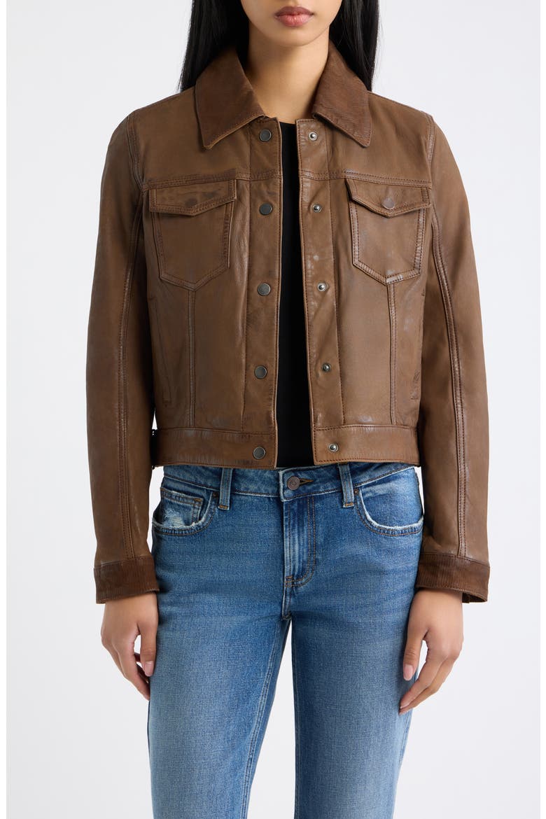 Klara Leather Jacket, Main, color, DARK WHISKEY
