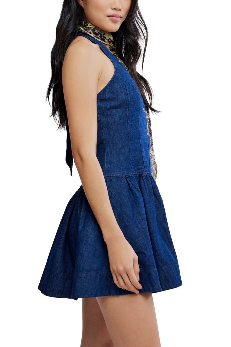 Clean Break Denim Halter Minidress, Alternate, color, NIGHT WASH