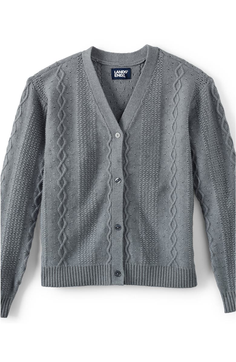 Lands' End Girls Button Front Cable Cardigan, Main, color, 