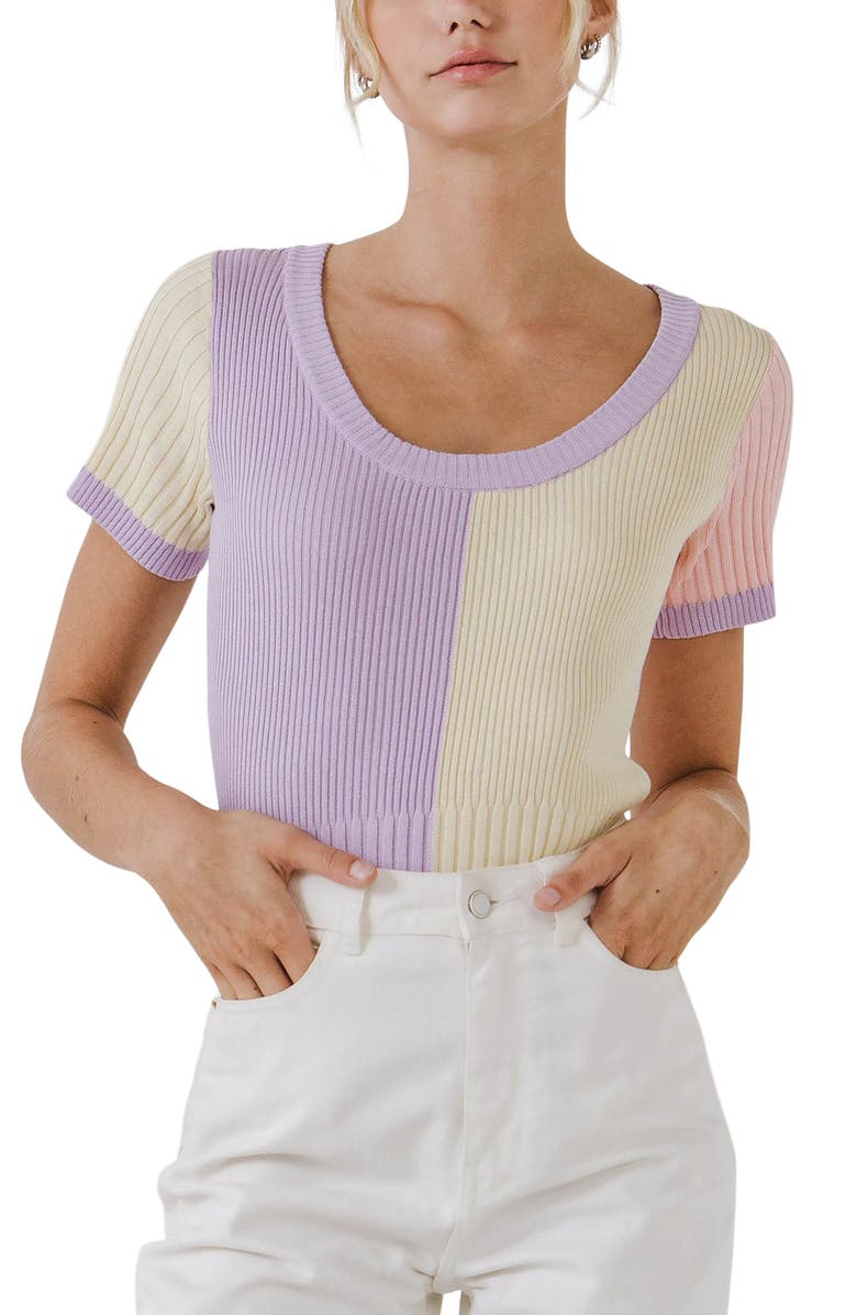 English Factory Colorblock Sweater Top, Alternate, color, Multi